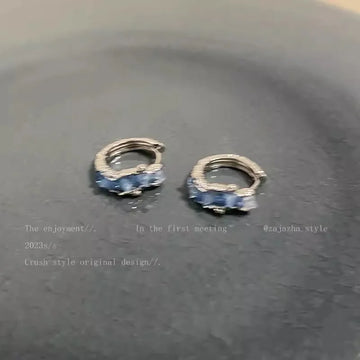 DAIIIBABYYY  -  Y2K Blue Color Buckle Stud Earrings for Women 2024 Ins Korean Fashion Kpop Irregular Hoop Earring Jewelry Party Gift